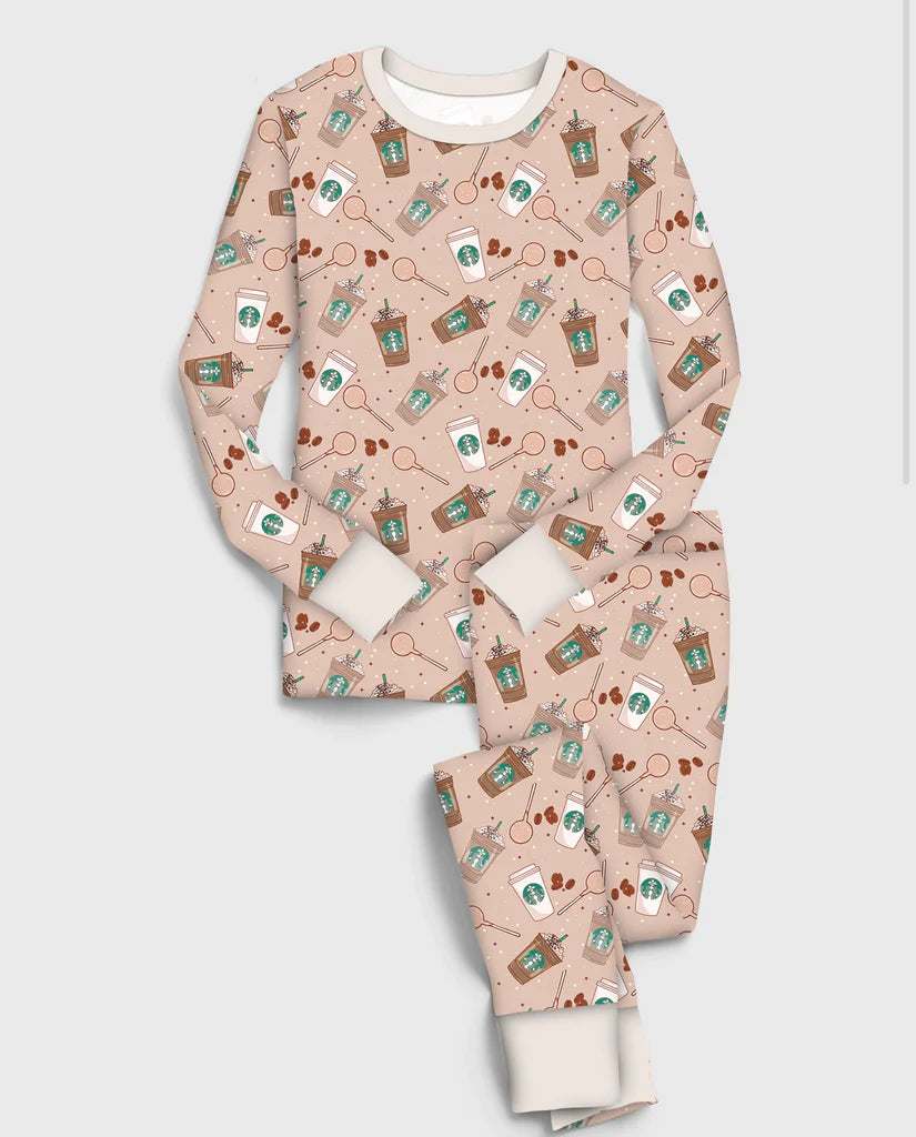 PRE ORDER Little Snuggles Mocha Latte - Willow Bamboo Long Sleeve Lounge Set - EST SHIP MID JAN